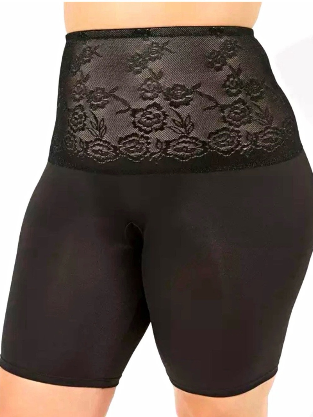 torrid Black High-Waist Lace Waistband Shaping Shorts